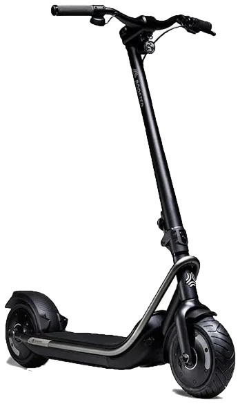 Boosted Rev electric scooter in three-quarter view with its handlebar and thumb throttle visible